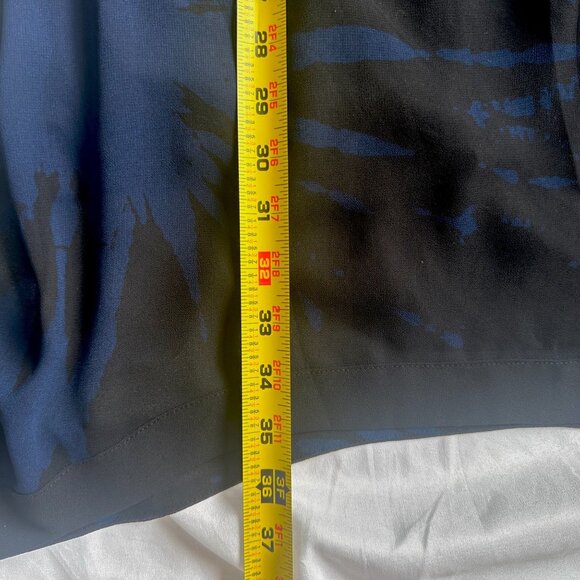 Kensie Abstract Print Halter Neck Asymmetrical Mini Dress Blue Black S Belted - Picture 8 of 8